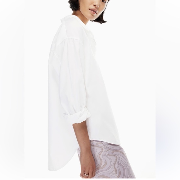 ARITZIA WILFRED FREE RELAXED SHIRT WHITE PERFECT SHIRT BUTTON DOWN SIZE LARGE - Picture 3 of 11
